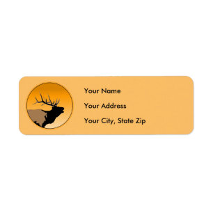 Bugling Bull Elk at Sunset Original Wildlife Art Label