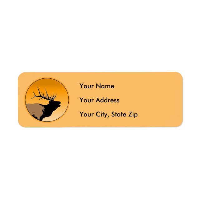 Bugling Bull Elk at Sunset Original Wildlife Art Label (Front)