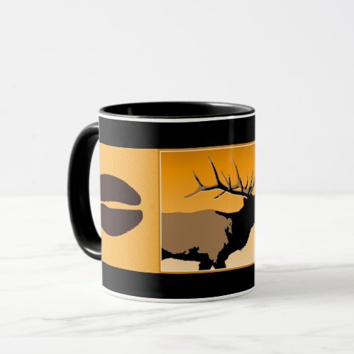 Bugling Bull Elk at Sunset Original Wildlife Art Mug
