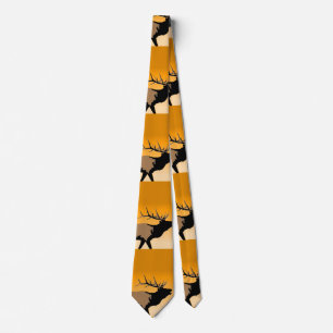 Bugling Bull Elk at Sunset Original Wildlife Art Neck Tie