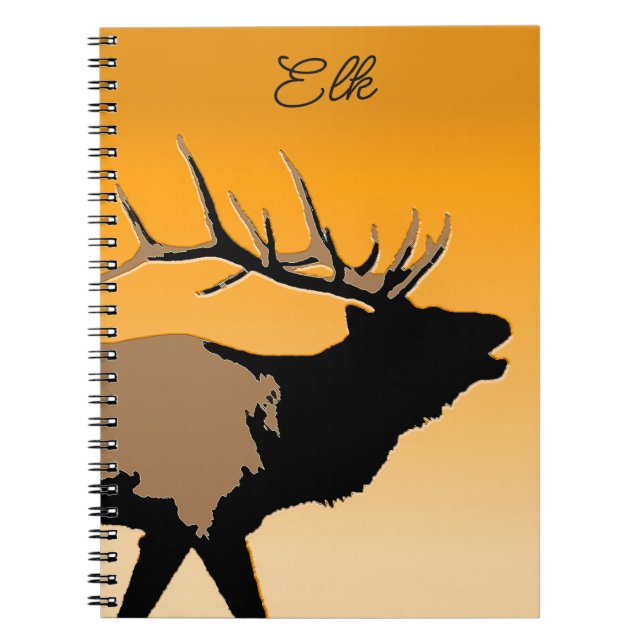 Bugling Bull Elk at Sunset Original Wildlife Art Notebook (Front)