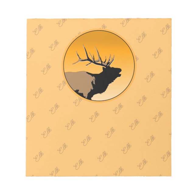 Bugling Bull Elk at Sunset Original Wildlife Art Notepad (Front)