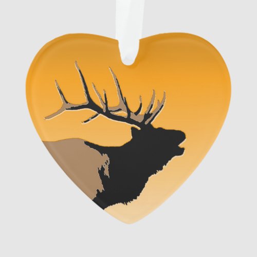 Bugling Bull Elk at Sunset Original Wildlife Art Ornament