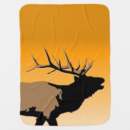 Bugling Bull Elk at Sunset Original Wildlife Art Receiving Blanket
