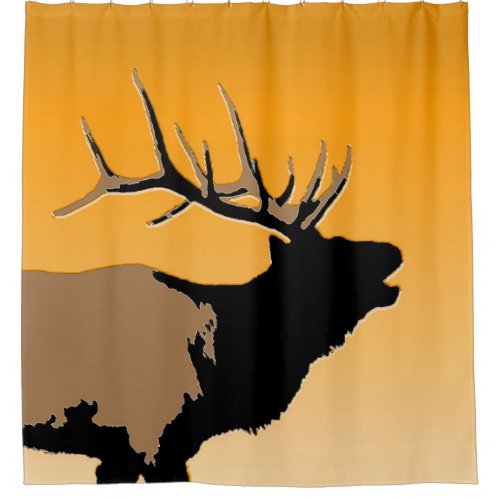 Bugling Bull Elk at Sunset Original Wildlife Art Shower Curtain
