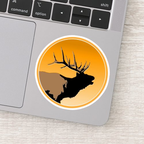 Bugling Bull Elk at Sunset Original Wildlife Art Sticker