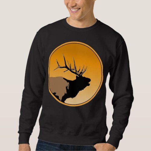 Bugling Bull Elk at Sunset Original Wildlife Art Sweatshirt