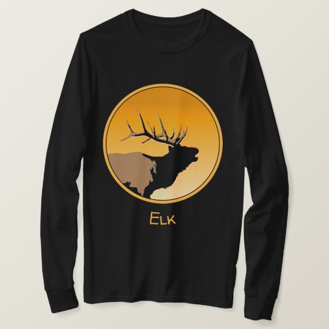 Bugling Bull Elk at Sunset Original Wildlife Art T-Shirt (Design Front)