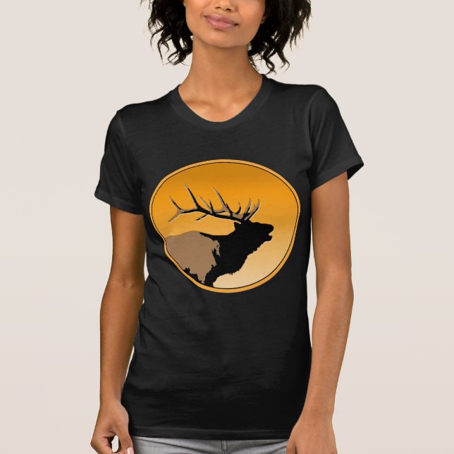 Bugling Bull Elk at Sunset Original Wildlife Art T-Shirt (Front)