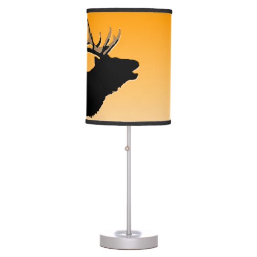 Bugling Bull Elk at Sunset Original Wildlife Art Table Lamp