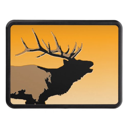 Bugling Bull Elk at Sunset Original Wildlife Art Tow Hitch Cover