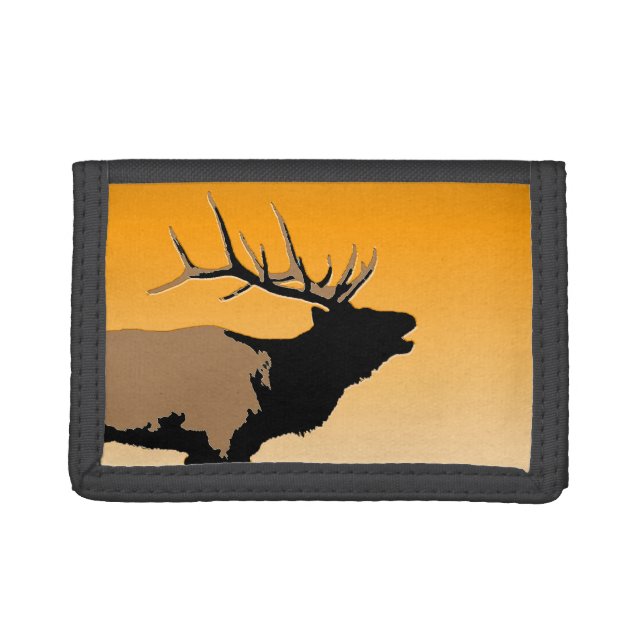 Bugling Bull Elk at Sunset Original Wildlife Art Trifold Wallet (Front)