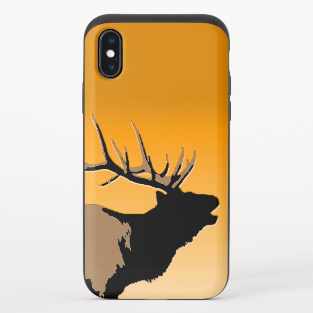 Bugling Bull Elk at Sunset Original Wildlife Art Uncommon iPhone Case (Back)
