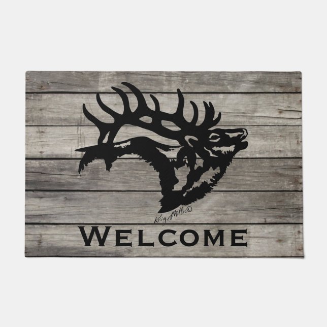 Bugling Bull Elk Doormat (Front)