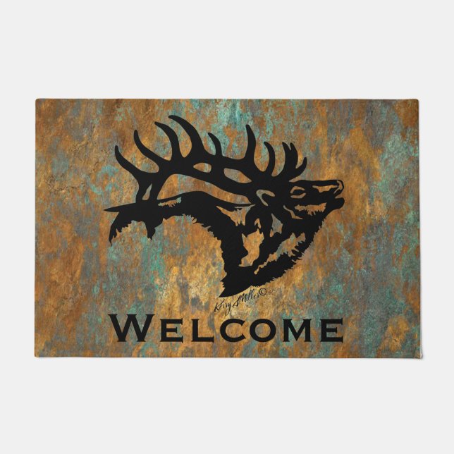 Bugling Bull Elk Doormat (Front)