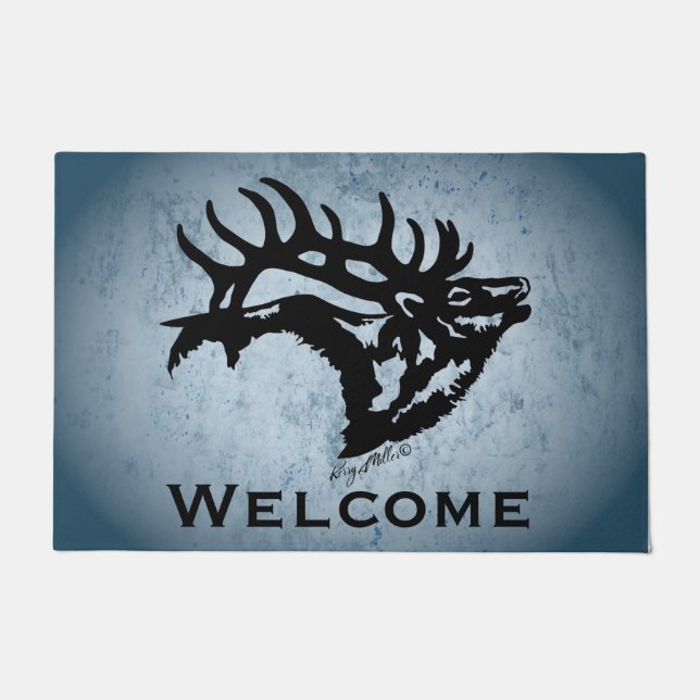 Bugling Bull Elk Doormat (Front)