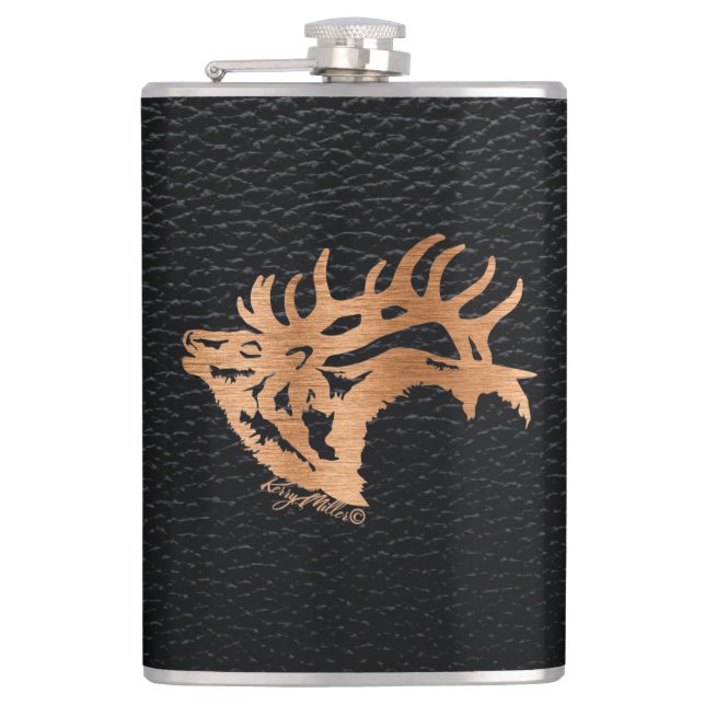 Bugling Bull Elk Flask (Front)