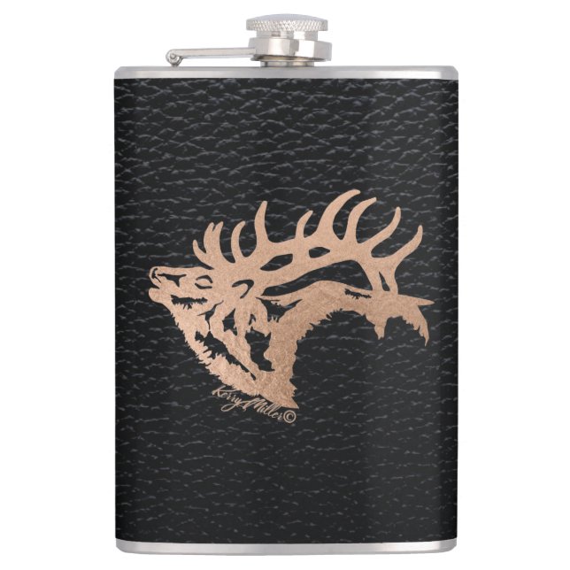 Bugling Bull Elk Flask (Front)
