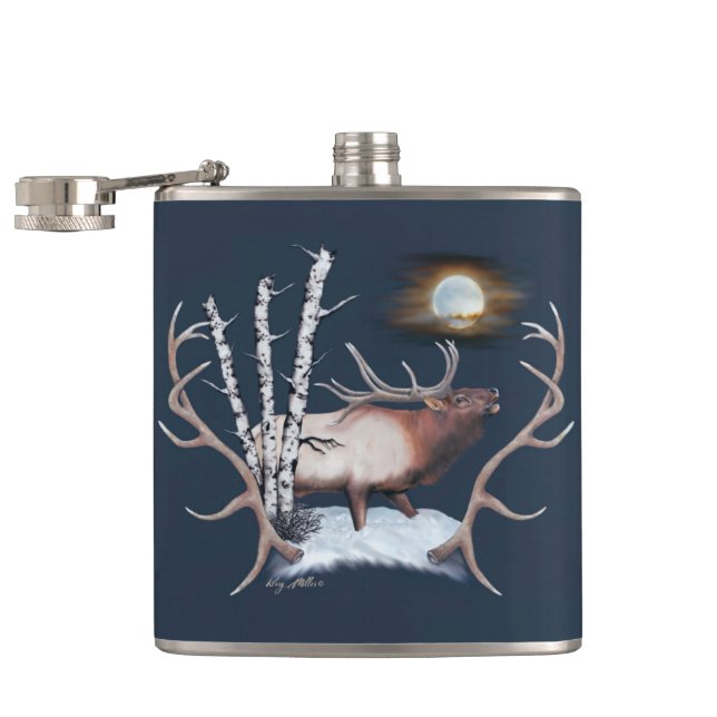 Bugling Bull Elk Flask (Opened)