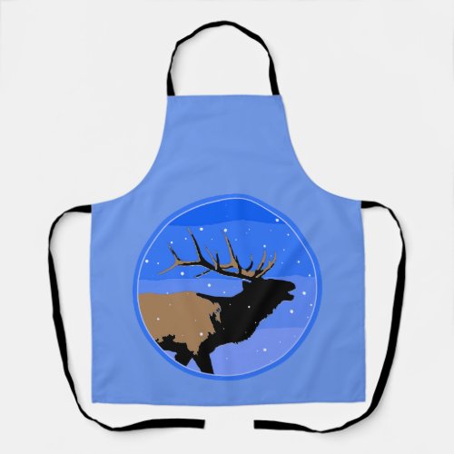 Bugling Elk in Winter  _ Original Wildlife Art Apron