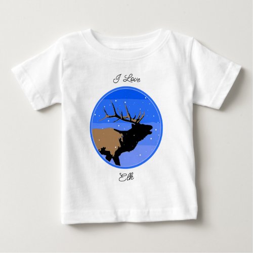 Bugling Elk in Winter  _ Original Wildlife Art Baby T_Shirt