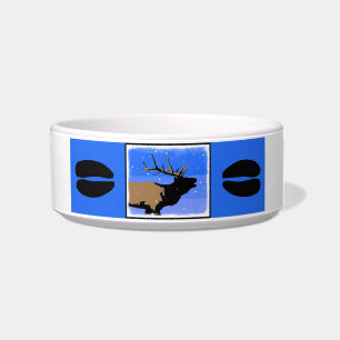 Bugling Elk in Winter  - Original Wildlife Art Bowl