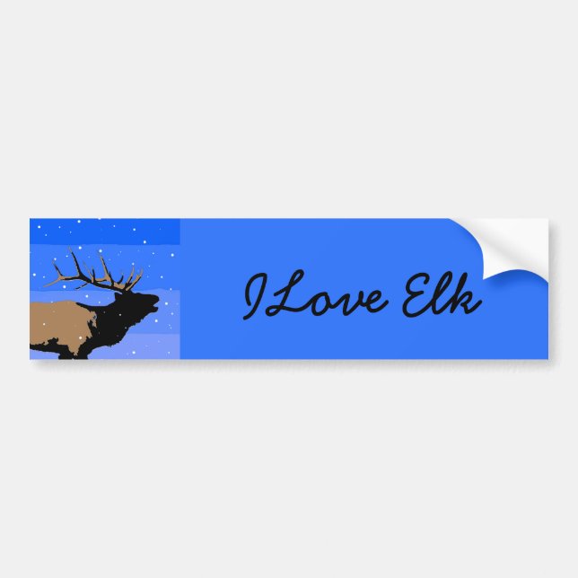 Bugling Elk in Winter  - Original Wildlife Art Bumper Sticker (Front)