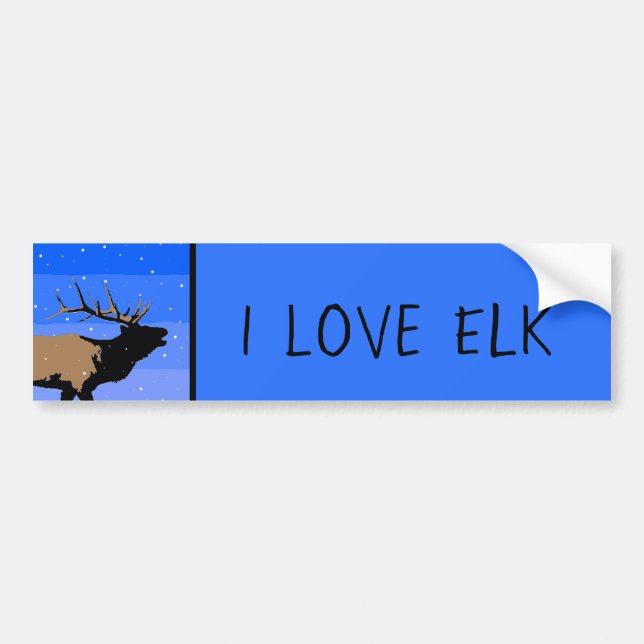 Bugling Elk in Winter  - Original Wildlife Art Bumper Sticker (Front)
