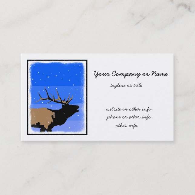 Bugling Elk in Winter  - Original Wildlife Art Business Card (Front)