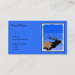 Bugling Elk in Winter - Original Wildlife Art Business Card
