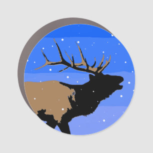 Bugling Elk in Winter - Original Wildlife Art Car Magnet