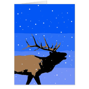 Bugling Elk in Winter - Original Wildlife Art Card