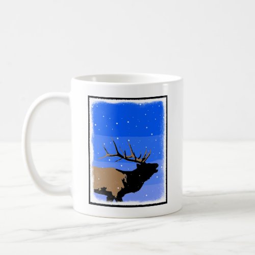 Bugling Elk in Winter  _ Original Wildlife Art Coffee Mug