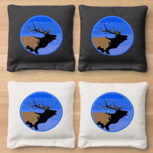 Bugling Elk in Winter  - Original Wildlife Art Cornhole Bags