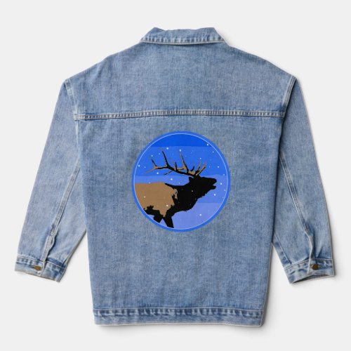 Bugling Elk in Winter  _ Original Wildlife Art Denim Jacket