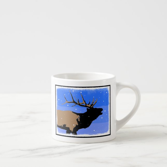 Bugling Elk in Winter  - Original Wildlife Art Espresso Cup (Right)