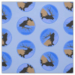 Bugling Elk in Winter  - Original Wildlife Art Fabric