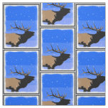 Bugling Elk in Winter  - Original Wildlife Art Fabric