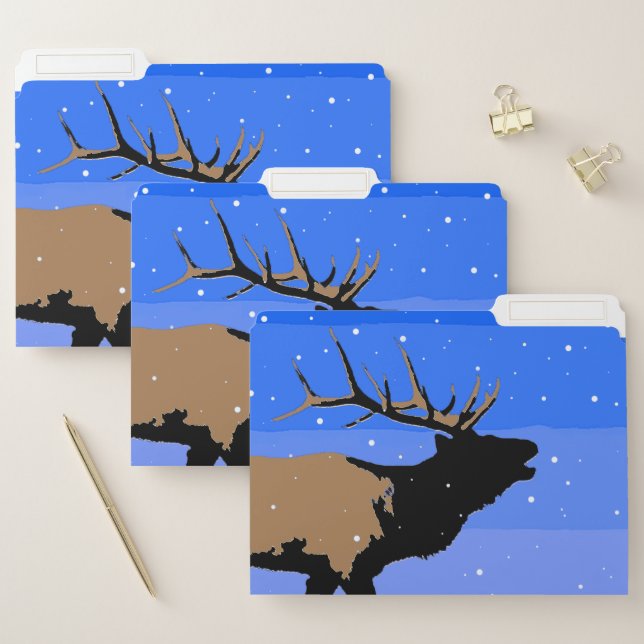 Bugling Elk in Winter  - Original Wildlife Art File Folder (Set)