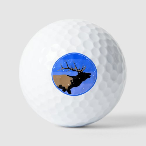 Bugling Elk in Winter  _ Original Wildlife Art Golf Balls