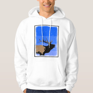 Bugling Elk in Winter  - Original Wildlife Art Hoodie