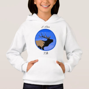 Bugling Elk in Winter  - Original Wildlife Art Hoodie