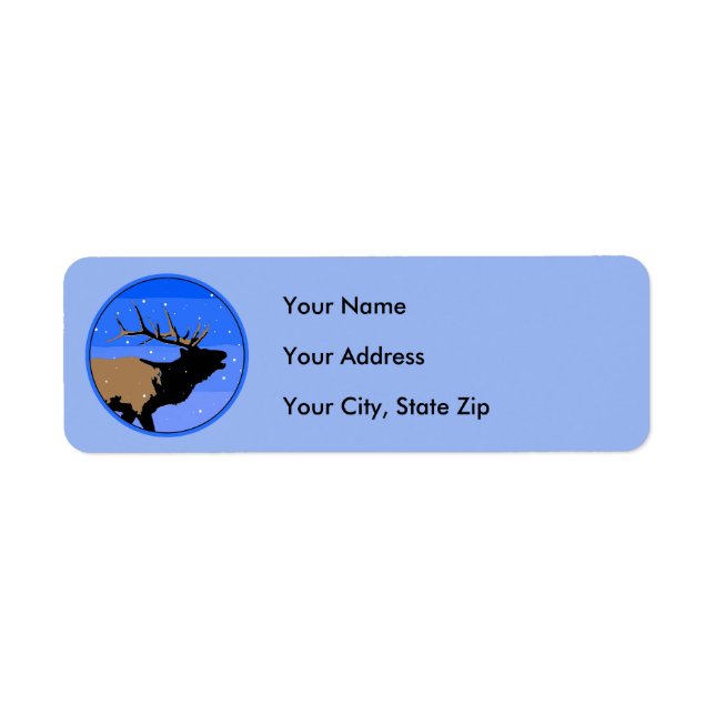 Bugling Elk in Winter  - Original Wildlife Art Label (Front)