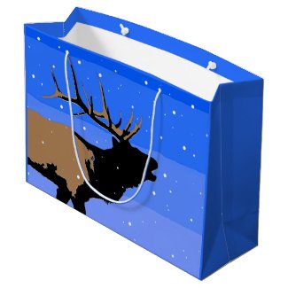 Bugling Elk in Winter  - Original Wildlife Art Large Gift Bag