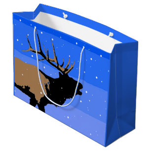 Bugling Elk in Winter  - Original Wildlife Art Large Gift Bag