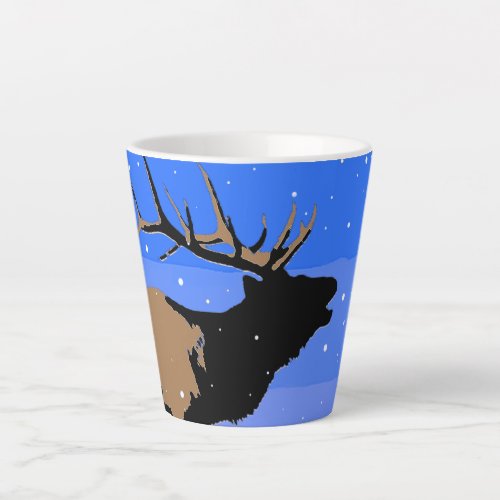 Bugling Elk in Winter  _ Original Wildlife Art Latte Mug