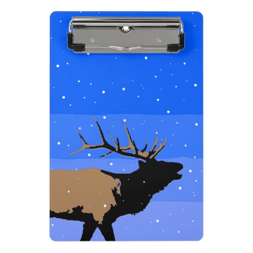 Bugling Elk in Winter  _ Original Wildlife Art Mini Clipboard