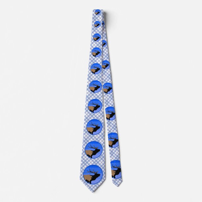 Bugling Elk in Winter  - Original Wildlife Art Neck Tie (Front)