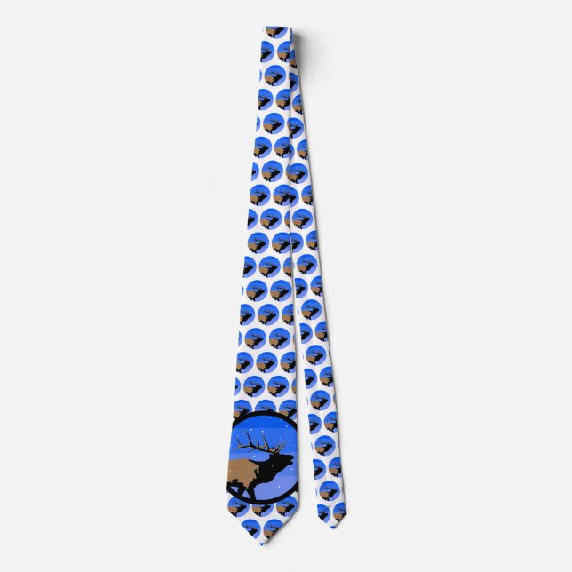 Bugling Elk in Winter  - Original Wildlife Art Neck Tie (Front)