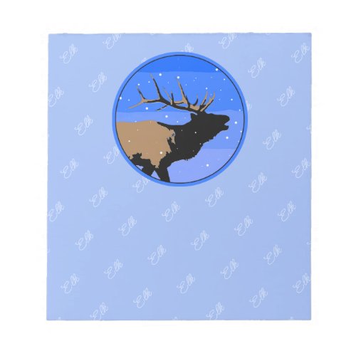 Bugling Elk in Winter  _ Original Wildlife Art Notepad